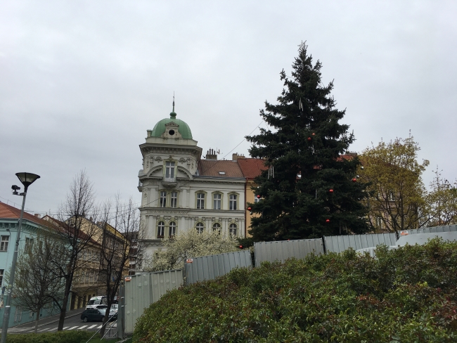 Ozdobený strom. Na Žižkově slaví Vánoce i v dubnu